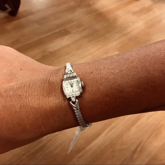 Lovely Vintage 14K Diamond Hamilton Watch, Works main image 4